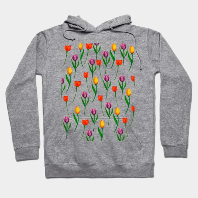 Tulip flower Pattern Hoodie by kuallidesigns